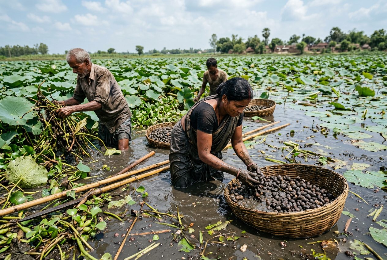 Makhana farming in the ponds of Bihar